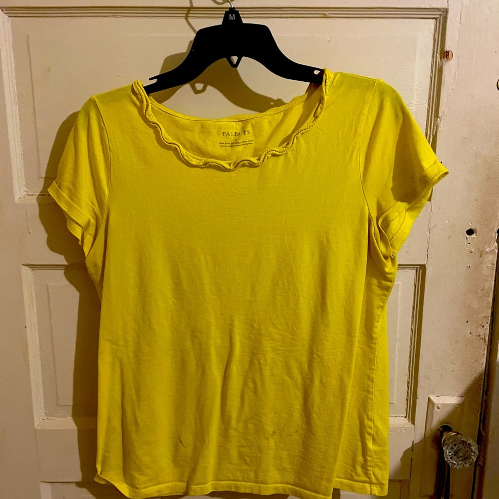Talbots cute yellow T with ruffled neck
